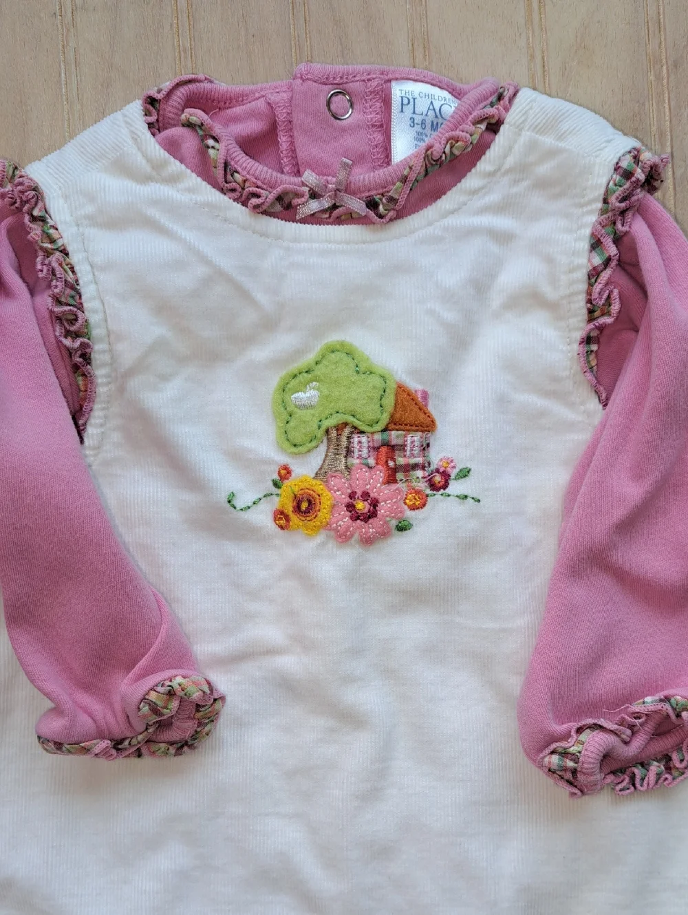 The Children's Place Corduroy Embroidered Ruffle Dress Top Set Shabby Chic